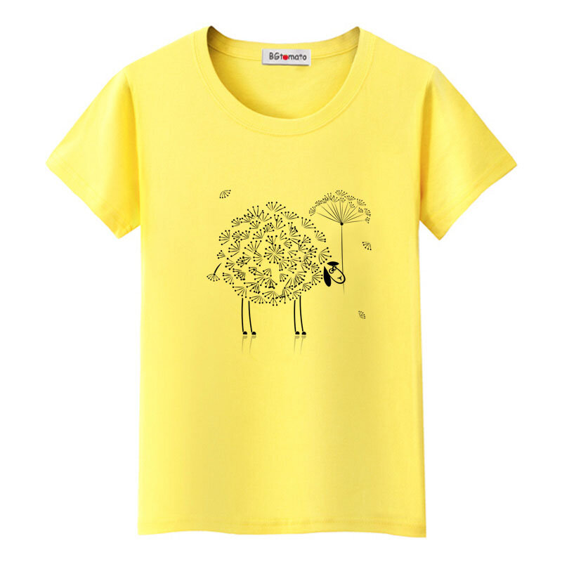 シープタンポポTシャツ,美しいデザインのトップ,オリジナル,キュートな羊,タンポポ