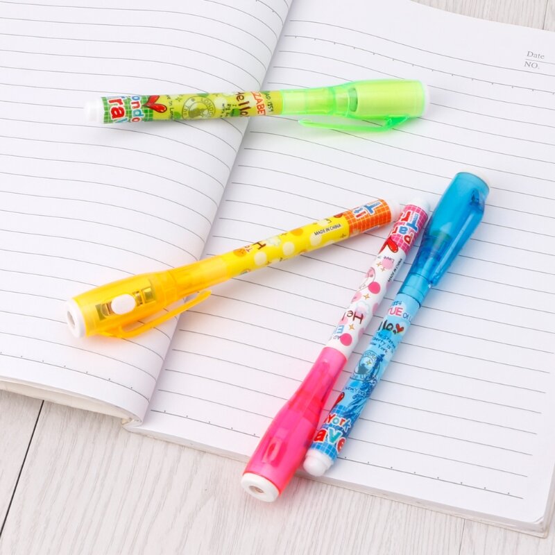 4 Pc Onzichtbare Inkt Pen Met Licht Magic Marker Kid Pen Voor Secret Bericht Creatieve School Briefpapier Leveringen
