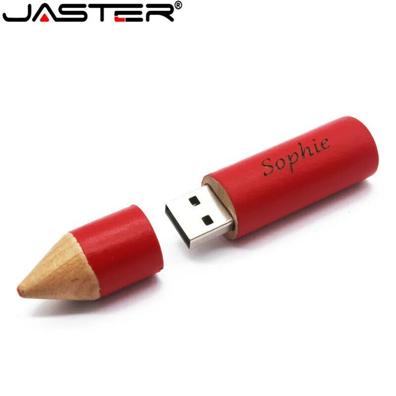 JASTER-Bolígrafo de madera con logotipo personalizado, memoria externa USB 2,0, 4GB, 8GB, 16GB, 32GB, 64GB, envío gratis