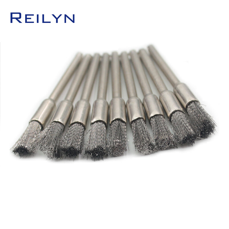 9 pçs escovas de fio dremel polimento acessórios broca de aço inoxidável para ferramentas de moagem rotativa remover artesanato de metal