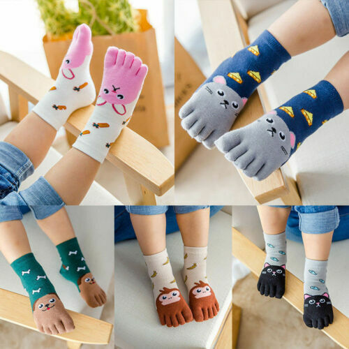 Kinder Niedlich Komfortable Hohe Qualtiy Heißer Verkauf Fünf Finger Socken Baumwolle Mode Rutschfeste Pilates Nette Tier Kappe Socken