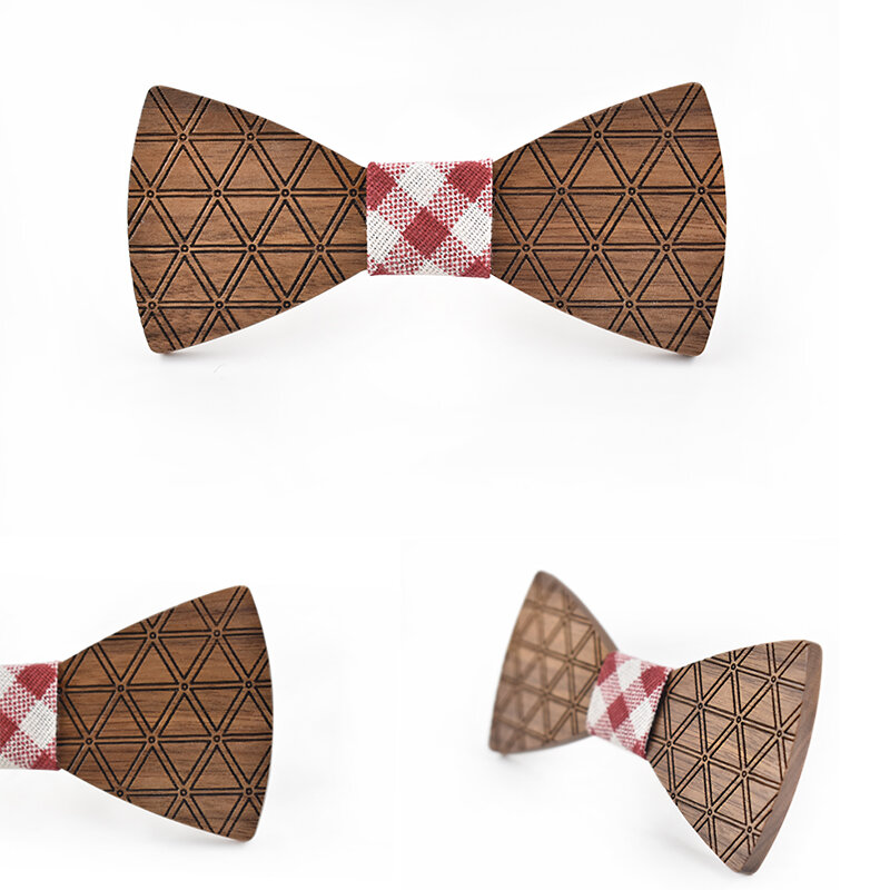 Новый дизайн 2017, деревянный галстук-бабочка с треугольным принтом, Модный Оригинальный деревянный галстук-бабочка, рубашка для костюма, Свадебный деревянный галстук-бабочка
