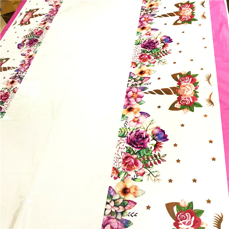 Mantel de unicornio rosa para eventos, decoración de fiesta de cumpleaños para niños y niñas, mantel de papel desechable para bodas, 1 lote