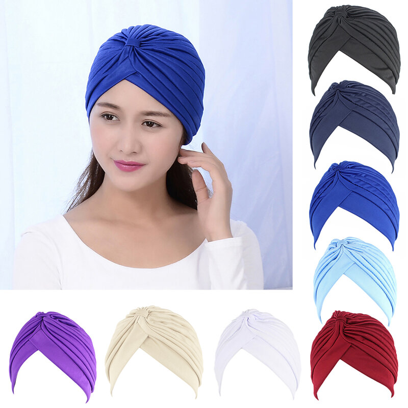 Turbante de algodón elástico para mujer, gorro de cúpula para quimio, Hijab de giro, bufandas para la cabeza, nueva moda