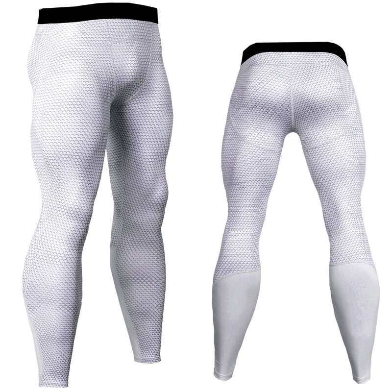 Calça de compressão xadrez masculina de alta qualidade, calça de malha legal emendada, calça legging para corrida fitness, calças elásticas para homens, 2018