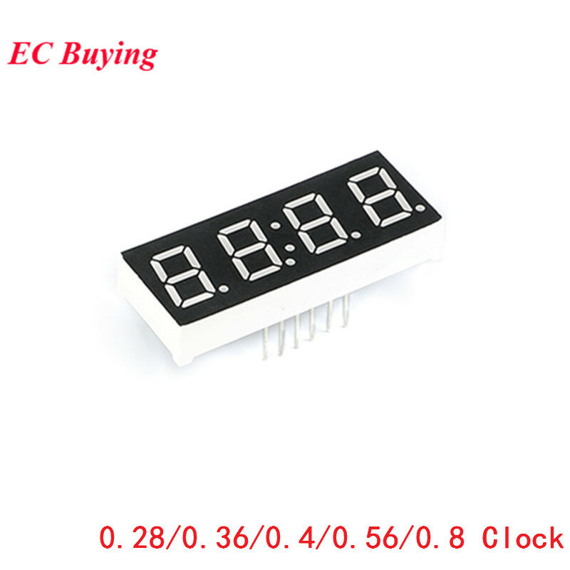 Tubo Digital 4 Bit Display Relógio, ânodo comum, cátodo comum, 0,28, 0,36, 0,56, 0.8 Polegada, 4Bit, 7 segmento vermelho eletrônico, DIY, 5pcs