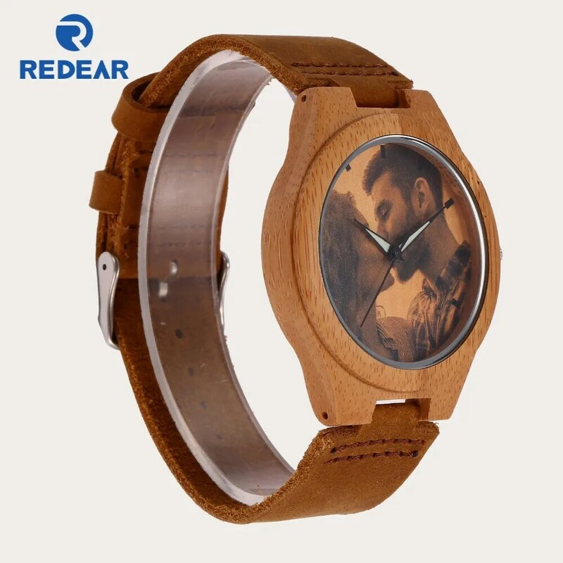 Kreatywny prezent drewna zegarek mężczyzna kobiet miłośników zdjęcia druk UV na drewniany zegarek OEM dostosowane prezent człowiek zegarki ślub urodziny