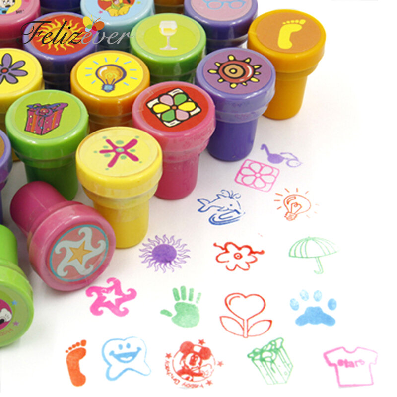 Selos com tinta automática para crianças, favores de aniversário para aniversário, brindes, brinquedos para menino e menina, sacola de brindes, enchimento de Pinata, 36PCs