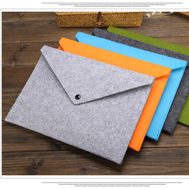 A4 simples grande capacidade documento saco da almofada pasta de arquivo de negócios pastas de arquivo de feltro químico produto 5 cores disponíveis