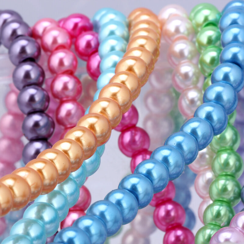 OlingArt 4MM 100 sztuk/partia szklane koraliki okrągłe sztuczna perła bransoletka DIY kolczyki Charms naszyjnik do tworzenia biżuterii