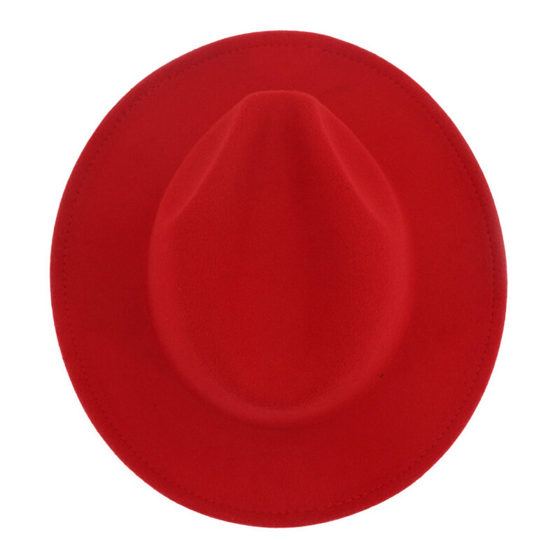 Qiuboss lã sólida feltro trilby senhoras vestido chapéu feminino preto vermelho retalhos floppy jazz panamá carnaval fedora chapéus sem fita