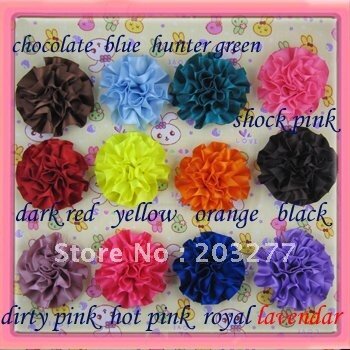 Wholesale - 36pcs/lot 12colors for your choose 6cm Satin ribbon  flowers Free Shipping