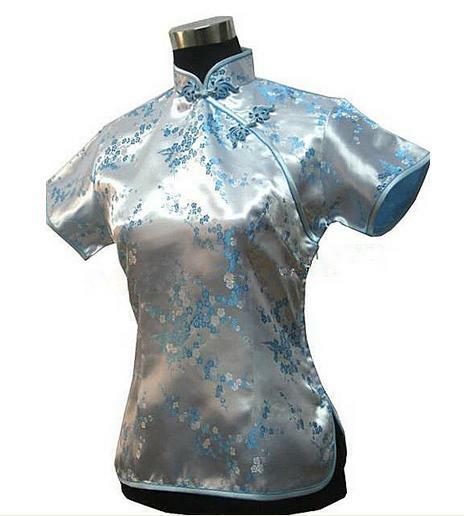 Blusa chinesa tradicional do cetim de seda para mulheres, camisa do vintage, tops cor-de-rosa, roupa nova da flor, elegante, verão, WS012, S, M, L, XL, XXL