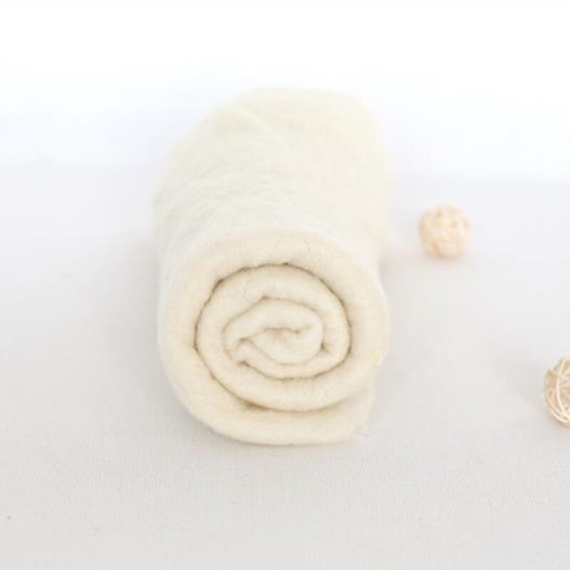Coperta rotonda in feltro di lana strato di coperta di lana Merino cestino di legno neonato Stuffer Filler fotografia puntelli sacco Swaddle per bambini
