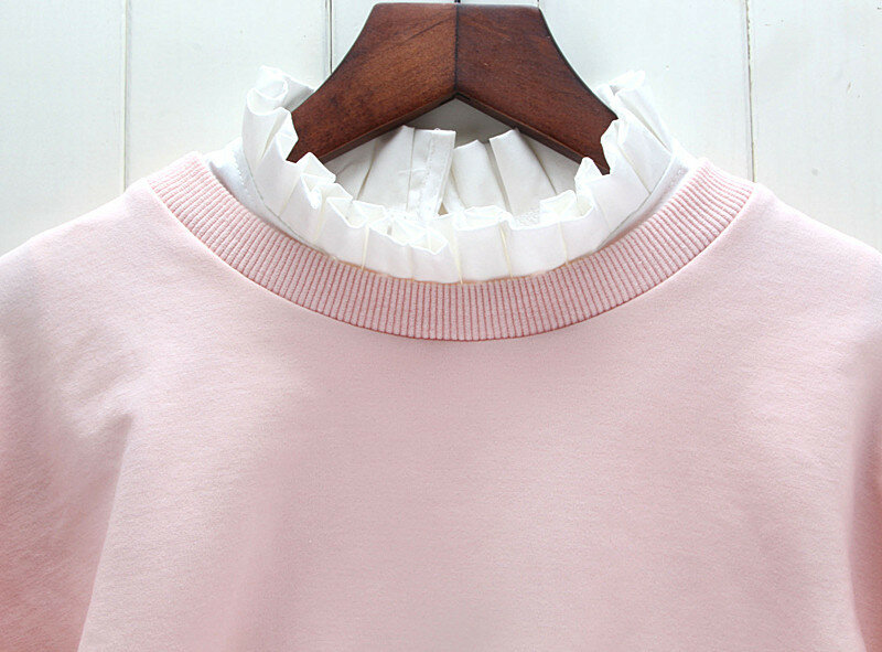Suéter listrado de folha de lótus feminino, camisola da moda selvagem colarinho médio alto de madeira com textura de folha de lótus