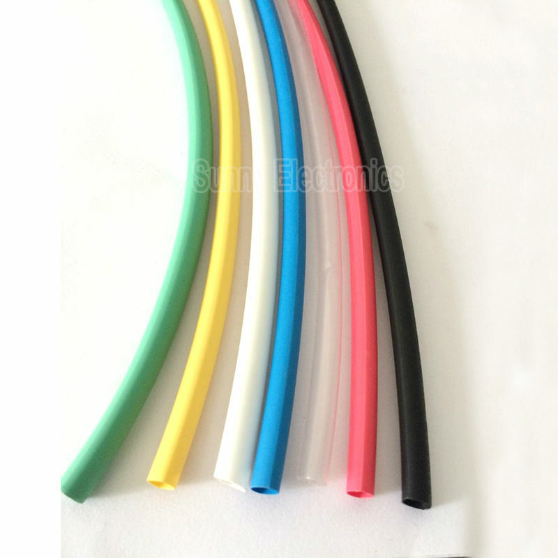 Tubo termo retrátil de 5 tamanhos, 3.2mm com cola adesiva revestido 3:1 encolhimento de parede dupla tubulação envoltório cabo de fio com 7 cores