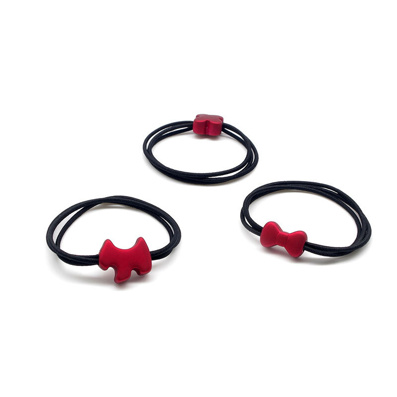 Bandes élastiques en caoutchouc rouge mignon | Perles givrées porte-queue de cheval, accessoires pour cheveux, bandeau de coiffure
