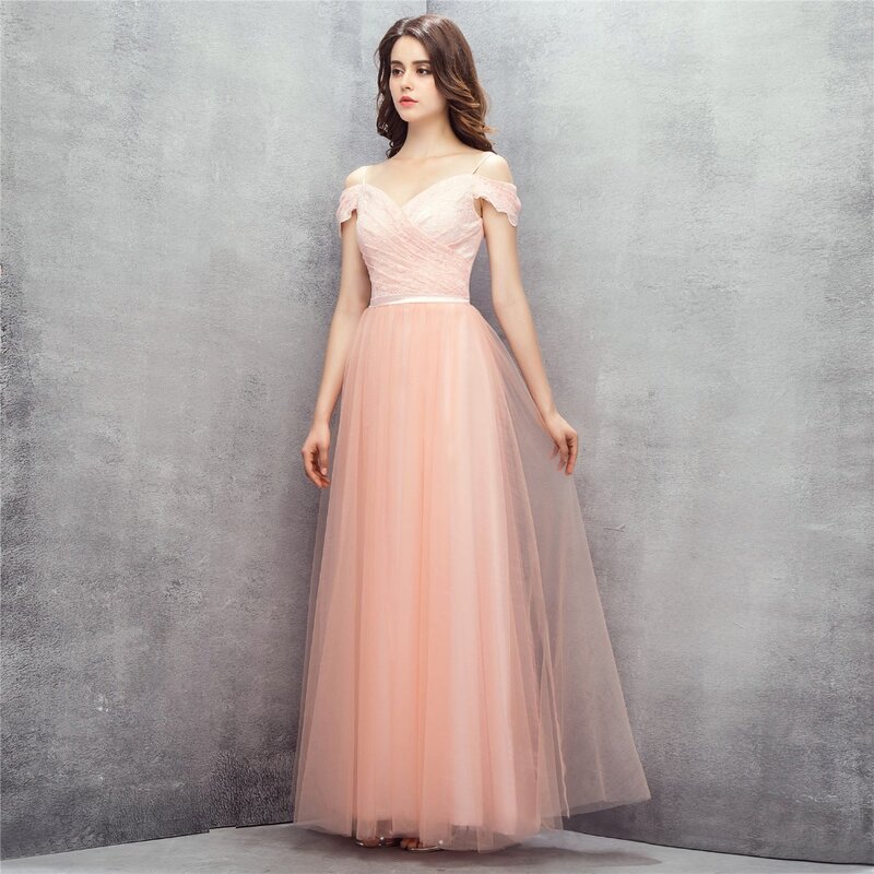 JaneVini シンプルな花嫁介添人ドレス床の長さスパゲッティ背中チュールウェディングドレス Vestidos ロンゴスデ · フェスタ