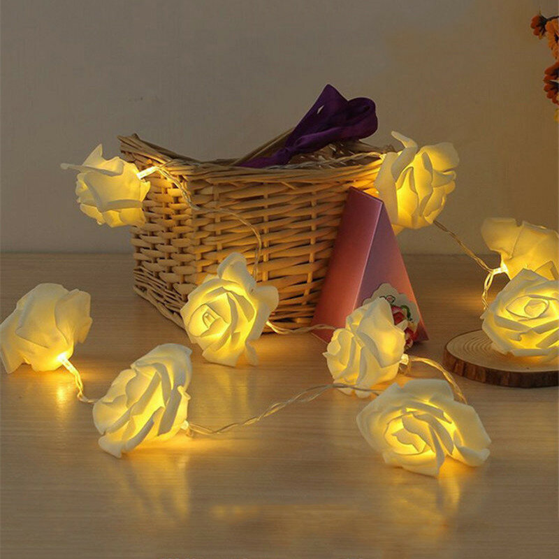 20LED Rose Flower Led Christmas Lights NewYear Wedding Christmas Decoration For Home String Fairy Light 2.2M Battery Operated