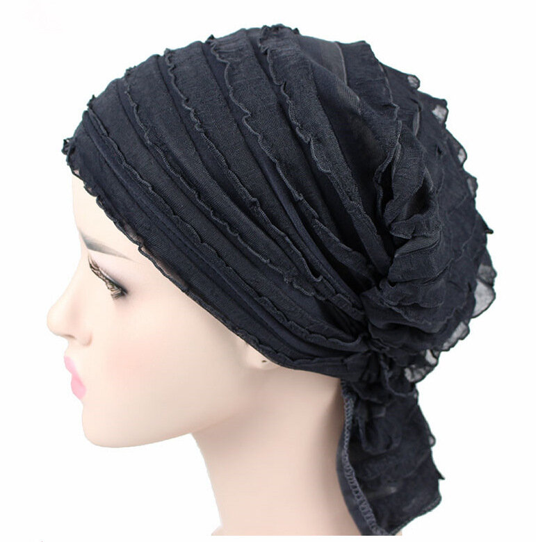 Gorro muçulmano das mulheres hijab chiffon turbante chapéu headwear cabeça envoltório câncer quimioterapia beanies capa de cabelo acessórios