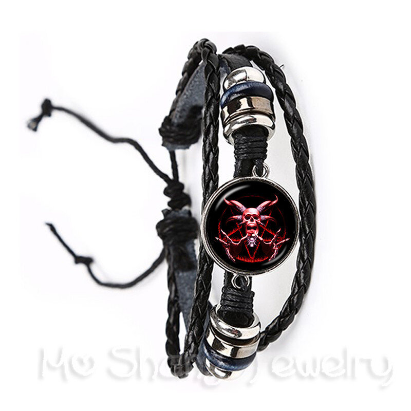 New Supernatural Pentagram Glass Bracelet Gothic Pendant Satanism Evil Occult Pentacle Jewelry Pagan Charm Gift For Friends