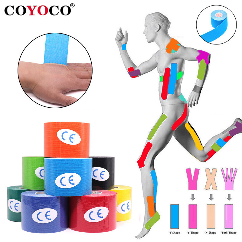 Width 2.5cm-10cm Kinesiology Tape 5m Athletic Tape Sports Recovery Knee Protector Waterproof Tennis Muscle Pain Relief Bandage