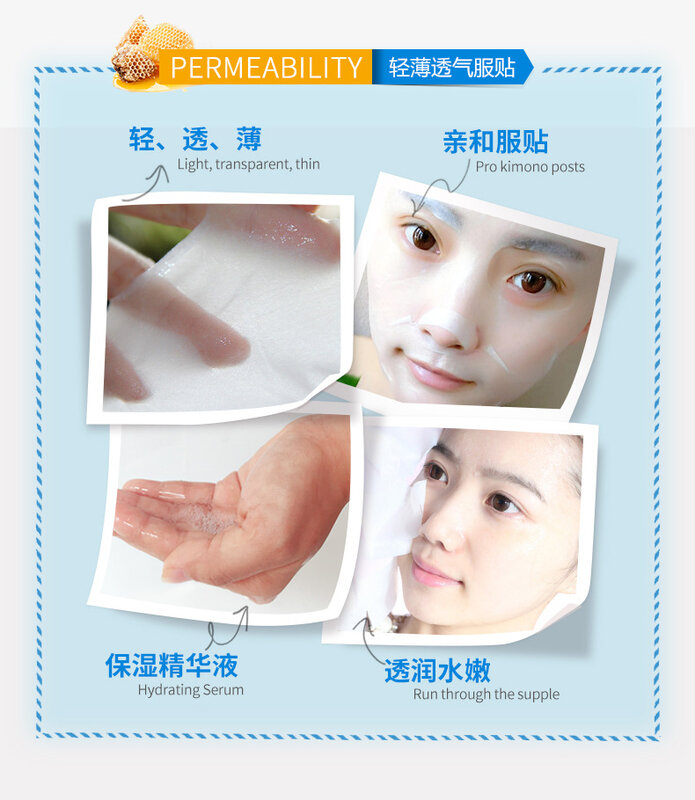 Imágenes 1 piezas leche y miel hidratante suave de reparación de la piel Facial de control de aceite máscara de hoja para la cara brillo nutritiva