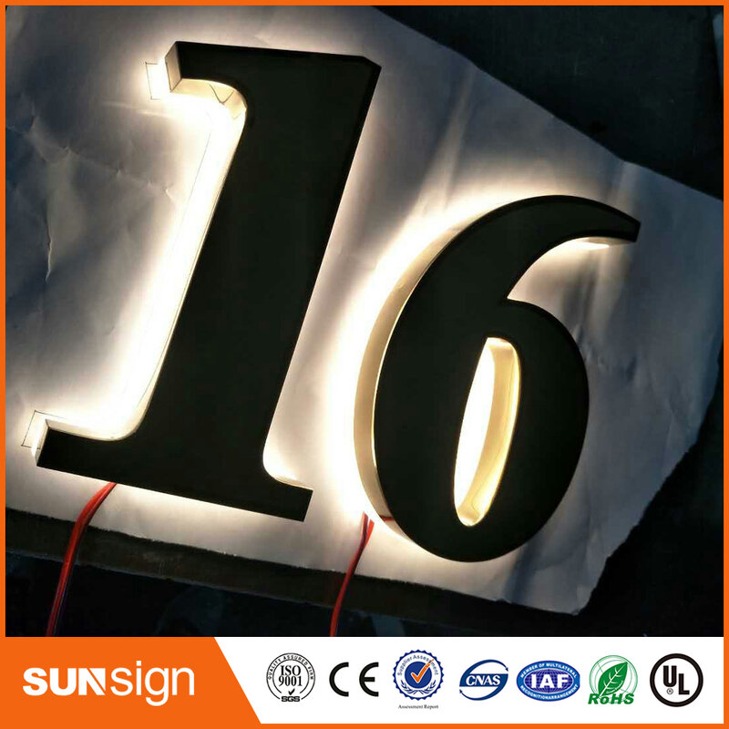 H 25 см SUS304 матовый дом номера пользовательские буквы с подсветкой