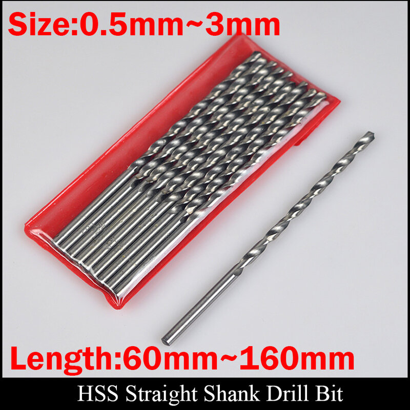 0.5mm 0.6mm 0.7mm 0.8mm 0.9mm 1mm 100mm 아주 긴 플라스틱 금속 목재 알루미늄 고속 강철 HSS 스트레이트 생크 트위스트 드릴 비트