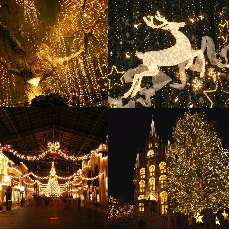 LSDM 야외 크리스마스 LED 스트링 조명, 100m, 20m, 10m, 5m, 루스 장식, 요정 조명, 휴일 조명, 트리 화환
