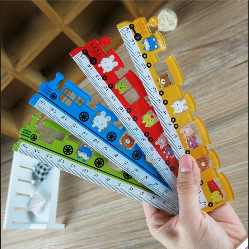 1Pieces/Lot Cute Color Train Modeling Ruler 15Cm Plastic Student Supplies For Primary And Secondary School Students