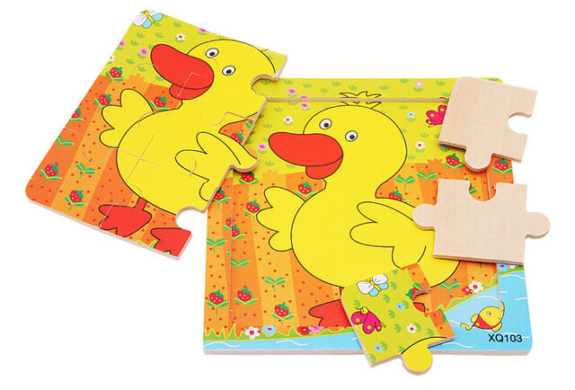 HOGNSIGN 2018 New Arrival Wooden Babies Jigsaw Puzzles Game Puzzle Duck Pattern Unisex Baby Children's Early Education Infant