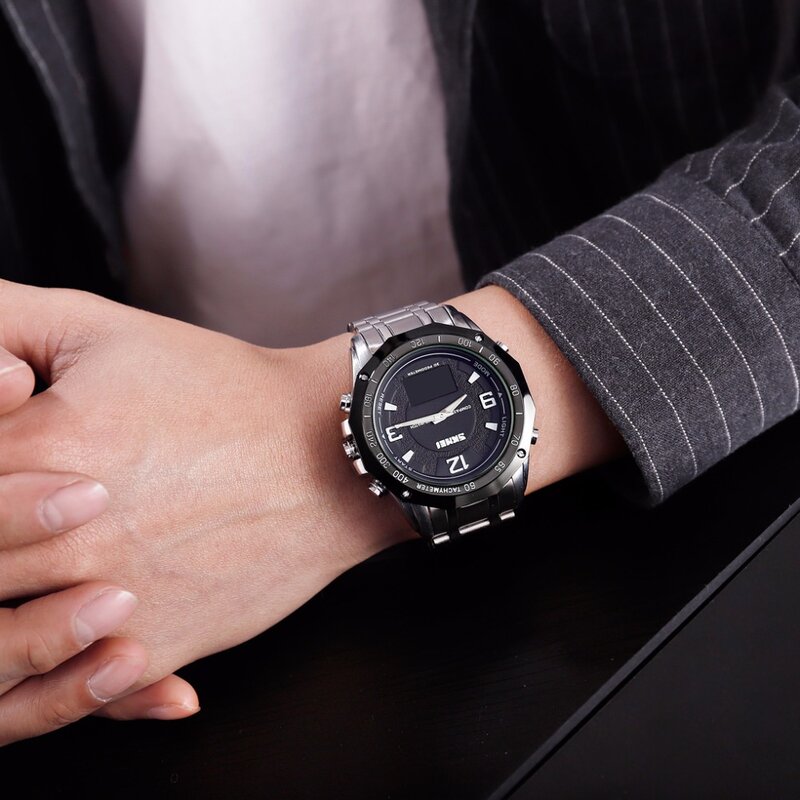 SKMEI męskie cyfrowe zegarki kompas wojskowy Sport zegarki odliczanie wodoodporny Alarm obliczanie kalorii mężczyźni zegarki kwarcowe