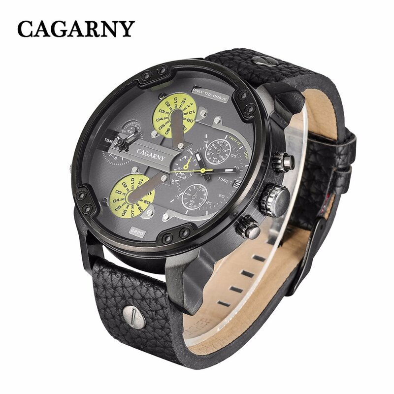 Двойные аналоговые военные мужские часы Cagarny, мужские часы Whatch, мужские кварцевые часы, спортивные наручные часы D6820