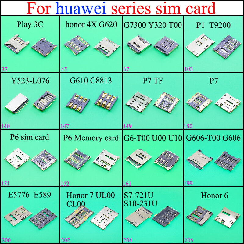 Sim Kaartlezer Connector Houder Socket Voor Huawei Spelen 3c 4x G620 G7300 Y320 T00 P1 T9200 Y523-L076 P7TF P7 p6 G606 Honor7 U10