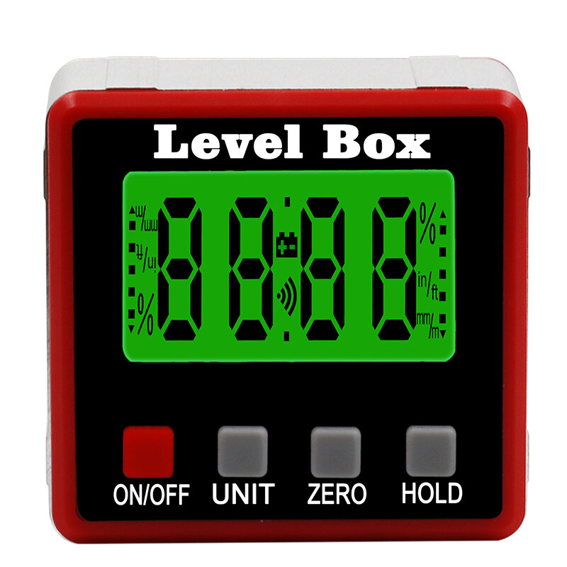 ความแม่นยำดิจิตอล Inclinometer ระดับกันน้ำกล่อง Digital Angle Finder BEVEL BOX พร้อมฐานแม่เหล็ก