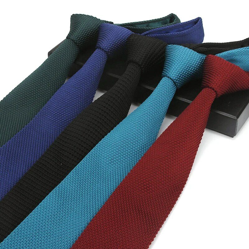 Corbata de punto para hombre, corbatas ajustadas para boda, Color caramelo, azul marino