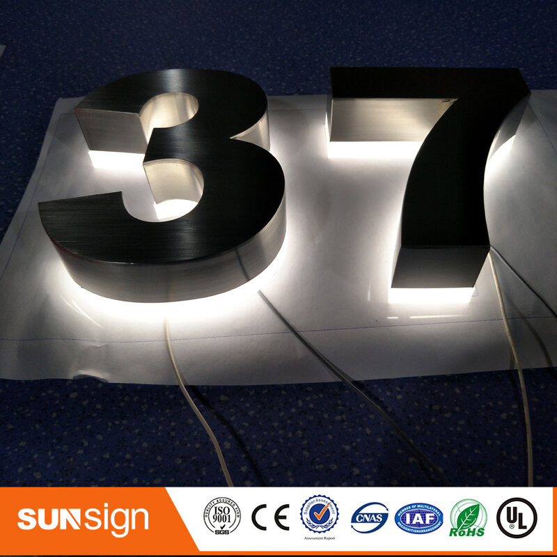Señales de letras LED H 15cm con carcasa de acero inoxidable