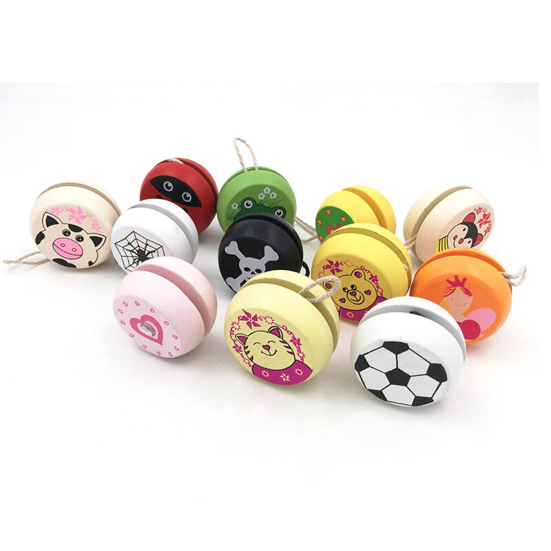 Śliczne zwierząt drukuje drewniane zabawki Yoyo biedronka zabawki dzieci yo-yo kreatywne Yo Yo zabawki dla dzieci dzieci Yoyo Ball
