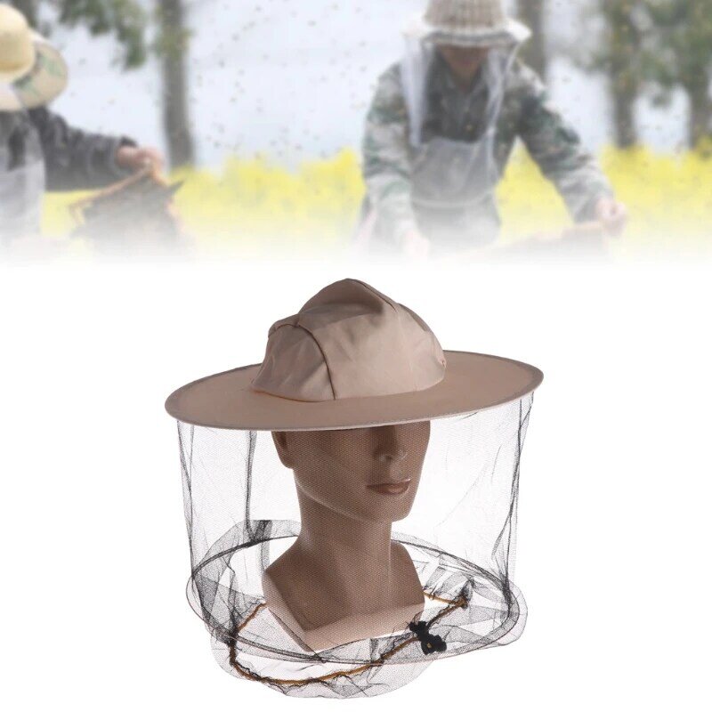 Professional Beekeeping Hat Beekeeper Cowboy Hat Anti Mosquito Bee Insect Veil Net Hat Full Face Neck Wrap Protector One Size