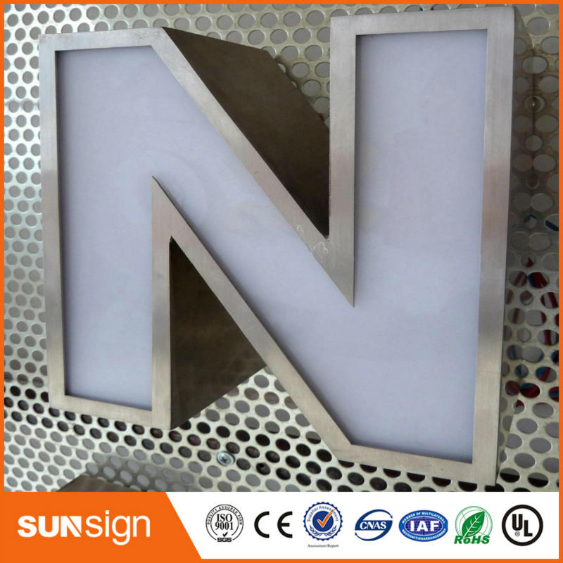 Personalizzata in acciaio inox back water resistant pubblicità lettere di scanalatura del LED segno