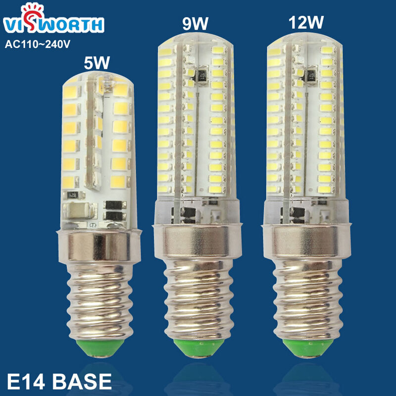 5 W 9 W 12 W Lampu LED E14 Base Lampu LED Smd2835 38 Pcs LED Smd3014 104 Pcs LED AC 110 V 220 V 240 V Jagung Bulb Hangat Dingin Putih