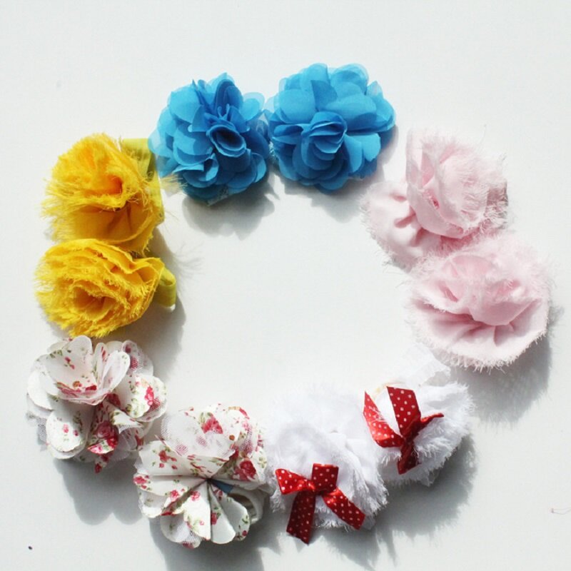 2020 Hooyi Chiffon Floral Baby Girls Foot Flower Children Accessories Newborn Shoe Wristband Elastic Hair Sock Slipper F5