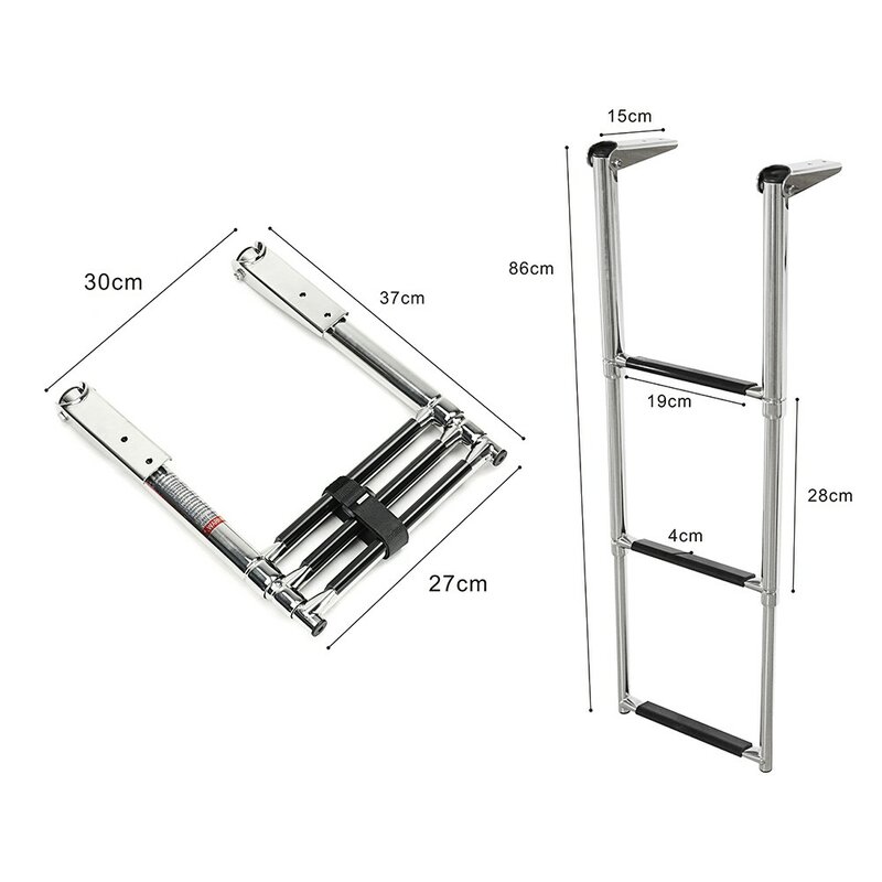 3 step stainless steel marine boat ladder yacht polished steel telescope ladder