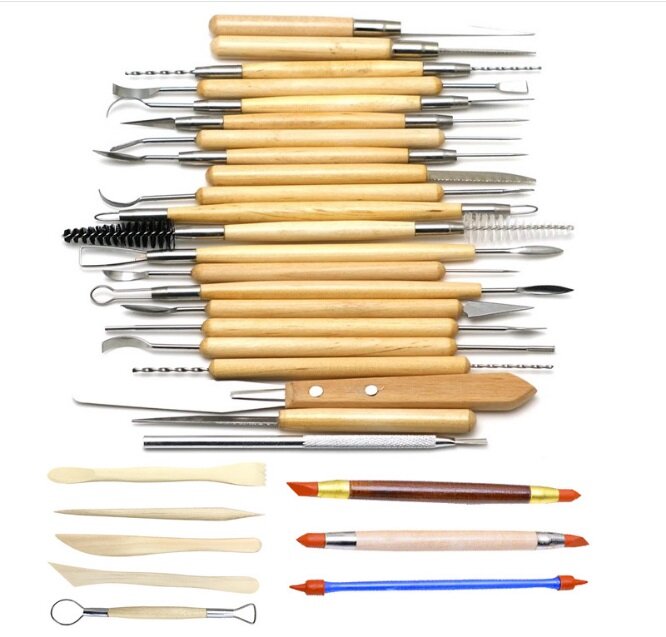 30 PCS Clay Sculpting Set Wax Pottery Carving Tool Pottery Ceramics Tools Polymer Shapers Wooden Handle Modeling Clay Tool