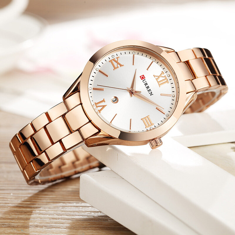 CURREN-Montre en or pour femmes, Montre-Bracelet en acier créatif pour femmes, horloge féminine, Relogio Feminino, Montre Femme