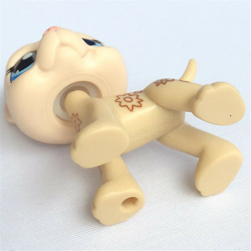 2019 LPS juguete raro pequeño blanco crema Perro Gran Danés ojos azules amarillos animal tienda de mascotas lps juguetes para niños