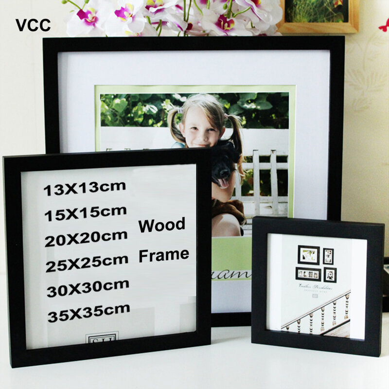 Klassieke Houten Vierkante Fotolijst Plexiglas Omvatten Poster Frames Voor Muur Opknoping Familie Gift Fotolijst