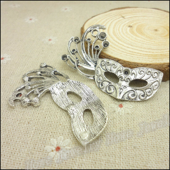 20 sztuk Charms maski wisiorek tybetański srebrny stop cynkowy Fit bransoletka naszyjnik DIY metalowe komponenty do biżuterii