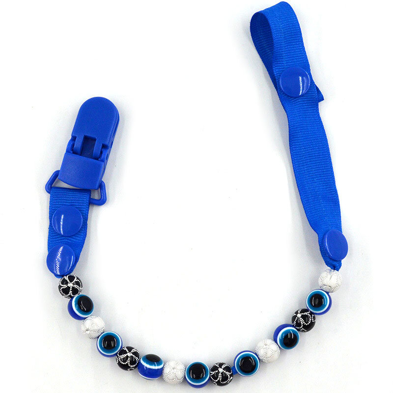 Cadena de chupete de Ojo Azul Para pezones, Clips Para chupete de bebé, cadena de soporte Para chupete, B0618
